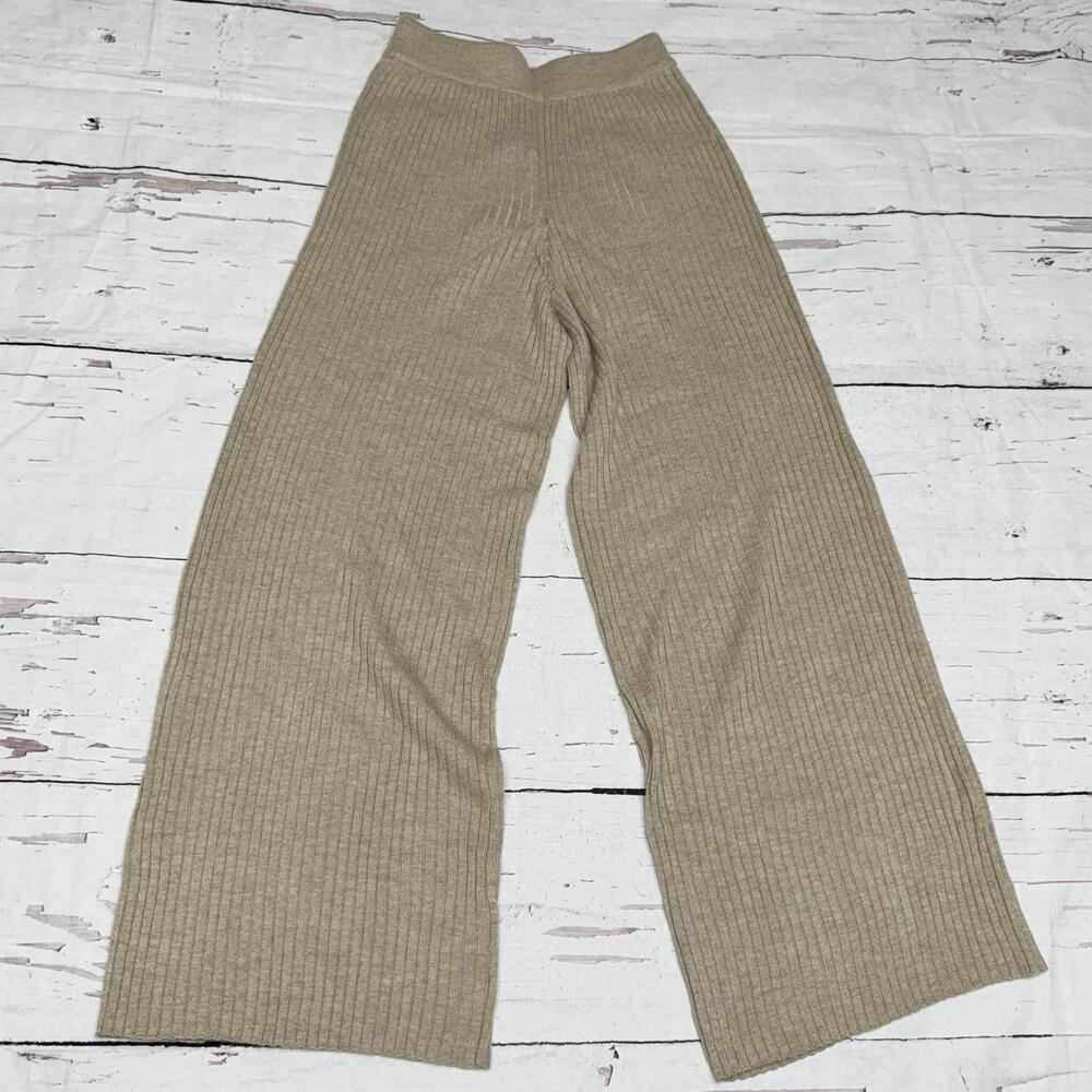 NWT The Drop Catalina Rib Knit Wide Leg Sand Lounge Pants XXS Cozy Chic